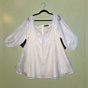 Double Crazy 3x Ivory Top with Lace Top
